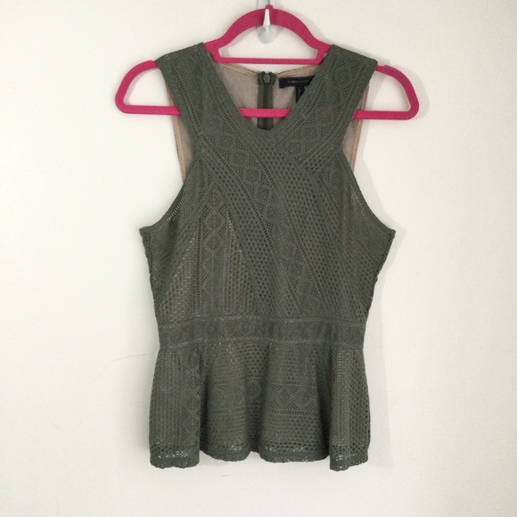 BCBGMaxAzria Tops - BCBG MAXAZARIA Mesh Peplum Top Green Blouse Size Medium Blouse
